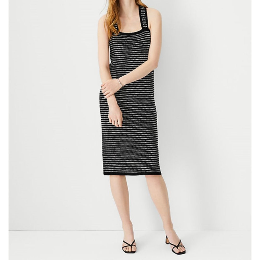 NEW Ann Taylor Striped Square Neck Sweater Dress